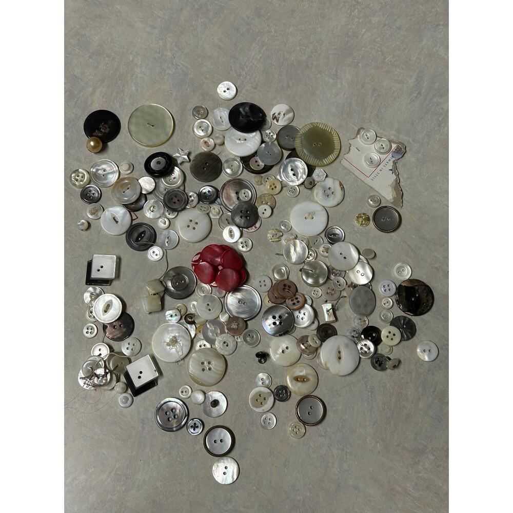 Vintage Shell and Mother of Pearl Buttons All Loose Assorted Sizes 7.5 Ounces